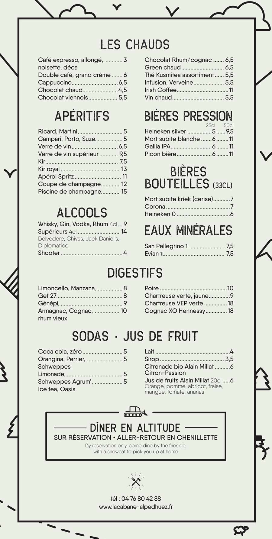 La carte de la terrasse 2| La Cabane